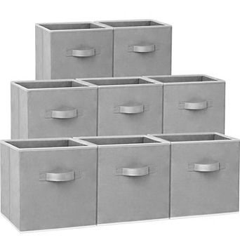 Heavy Duty Fabric Closet Bins 8 Pack Collapsible Cube Organizer Storage Baskets