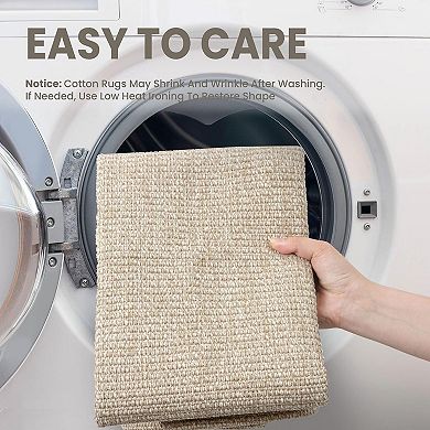 Washable Non Slip Runner Rug Soft Cotton Polyester Indoor Floor Carpet for Hallways Kitchen Entryway