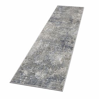 Washable Non-Slip Low Pile Runner Rug: Stain Resistant Neutral Abstract for High Traffic Homes