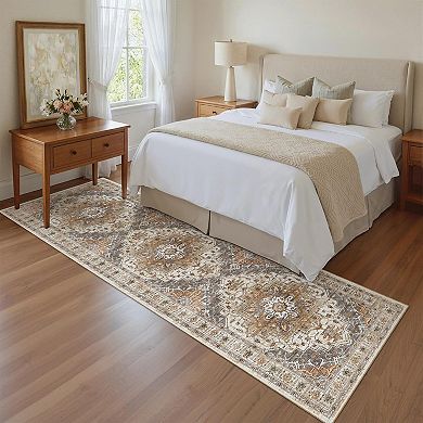 Washable Non Slip Low Pile Runner Rug Soft Vintage Floor Mat For Entryway Kitchen