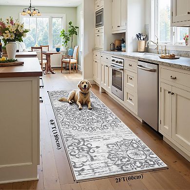 Washable Boho Hallway Runner Rug Non Slip Distressed Floor Carpet