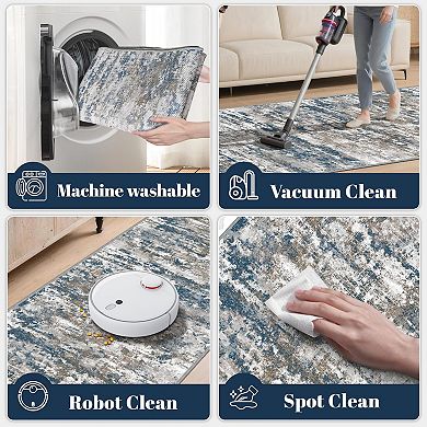 Ultra Non Slip Washable Hallway Runner Rug Stain Resistant Lightweight Modern