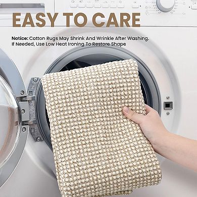 Washable Non Slip Braided Runner Rug Soft Cotton Polyester Indoor Floor Carpet