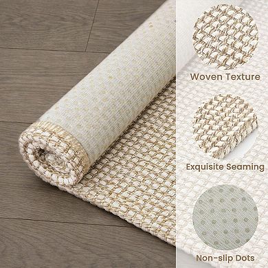 Washable Non Slip Braided Runner Rug Soft Cotton Polyester Indoor Floor Carpet
