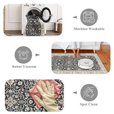 Washable Non Slip Runner Rug Stain Resistant Soft Farmhouse for High Traffic Areas