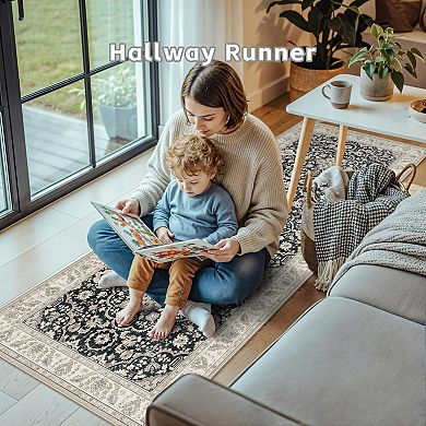 Washable Non Slip Runner Rug Stain Resistant Soft Farmhouse for High Traffic Areas