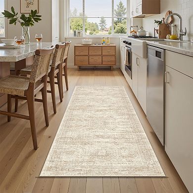 Washable Non-Slip Pet Friendly Geometric Runner Rug for High Traffic Areas