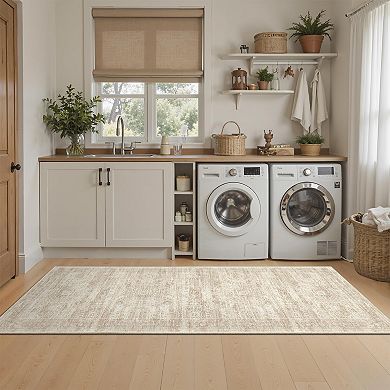 Washable Non-Slip Pet Friendly Geometric Runner Rug for High Traffic Areas