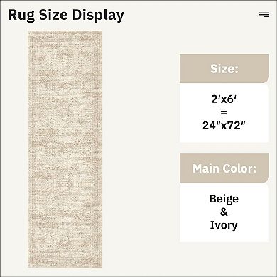 Washable Non-Slip Pet Friendly Geometric Runner Rug for High Traffic Areas