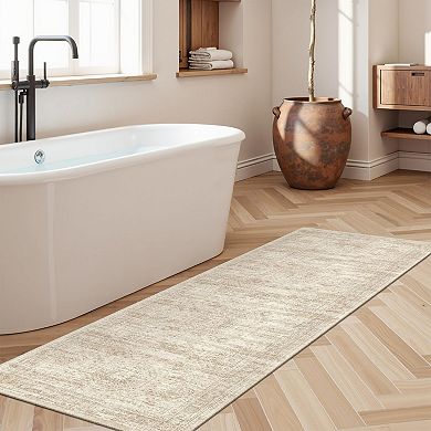 Washable Non-Slip Pet Friendly Geometric Runner Rug for High Traffic Areas