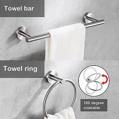 6 Piece Brushed Nickel Bathroom Hardware Set SUS304 Stainless Steel Wall Mounted