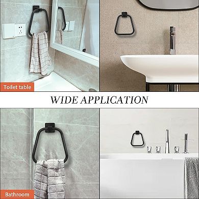 Matte Black Stainless Steel Bathroom Towel Ring Heavy Duty Space Saving Hanger