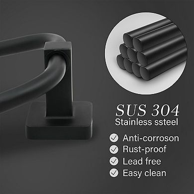 Matte Black Stainless Steel Bathroom Towel Ring Heavy Duty Space Saving Hanger