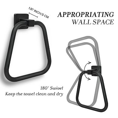 Matte Black Stainless Steel Bathroom Towel Ring Heavy Duty Space Saving Hanger