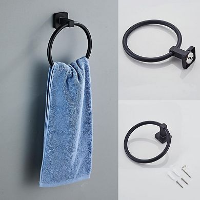 Matte Black 4 Piece Stainless Steel Bathroom Hardware Set Wall Mounted