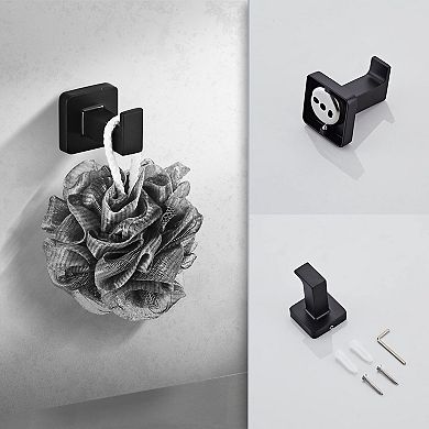 Matte Black 4 Piece Stainless Steel Bathroom Hardware Set Wall Mounted