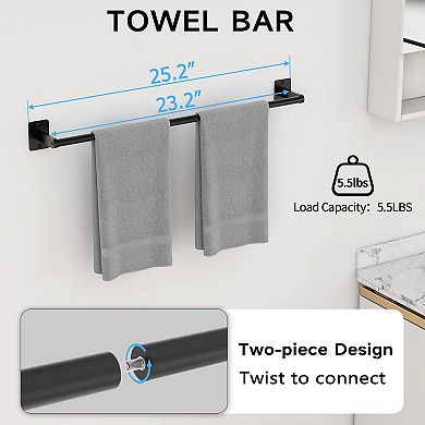 10 Piece Black Bathroom Hardware Set Wall Mounted Stainless Steel Aluminum