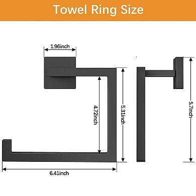 Matte Black Stainless Steel Wall Mount Towel Ring Multifunctional Bathroom Holder