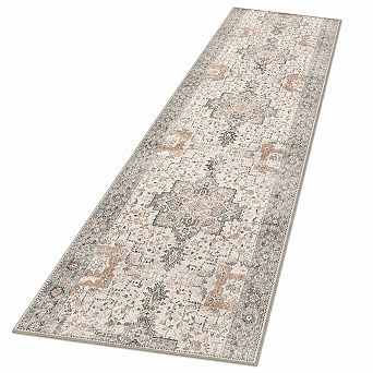 Washable Non Slip Vintage Runner Rug Low Pile Soft for Hallway Kitchen Entryway