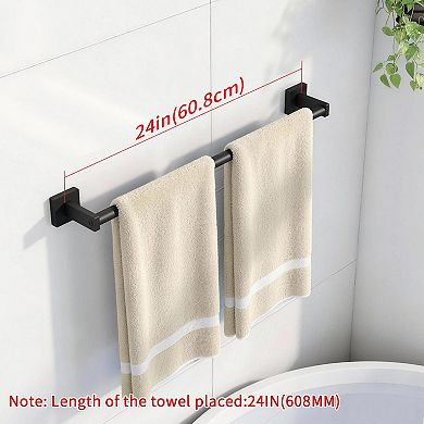 24 Inch 2 Pack Bathroom Towel Bar Wall Mounted Rustproof Aluminum Rack