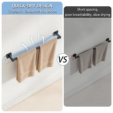 24 Inch 2 Pack Bathroom Towel Bar Wall Mounted Rustproof Aluminum Rack