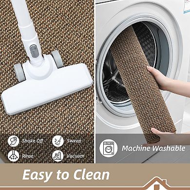 Washable Non Slip Hallway Runner Rug Stain Resistant Absorbent Low Profile