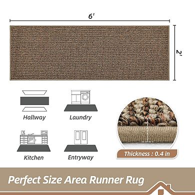 Washable Non Slip Hallway Runner Rug Stain Resistant Absorbent Low Profile