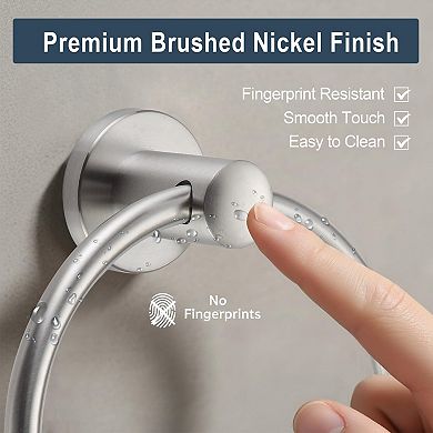Brushed Nickel Stainless Steel Round Bathroom Towel Ring Wall Mount