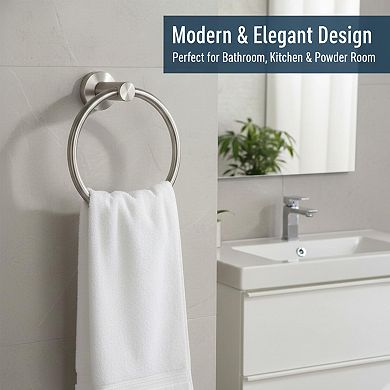 Brushed Nickel Stainless Steel Round Bathroom Towel Ring Wall Mount