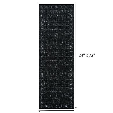 Washable Non Slip Ultra Thin Faux Wool Runner Rug For Hallway Entryway
