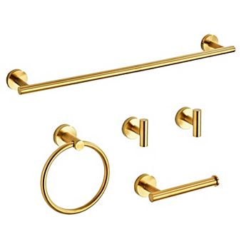Brushed Stainless Steel Bathroom Hardware Set 5 pc Wall Mounted Accessories Kit