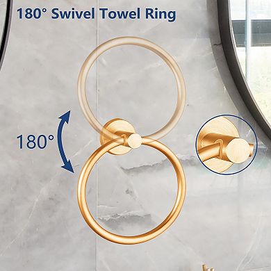Wall Mounted Swivel Towel Ring SUS 304 Stainless Steel Bathroom Rack