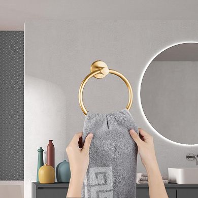 Wall Mounted Swivel Towel Ring SUS 304 Stainless Steel Bathroom Rack