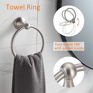 Brushed Nickel Adjustable Expandable Towel Bar 4 Piece Bathroom Hardware Set