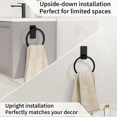 Adhesive Stainless Steel Towel Ring No Drill Bathroom RV Space Saving Holder