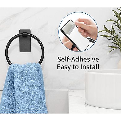Adhesive Stainless Steel Towel Ring No Drill Bathroom RV Space Saving Holder