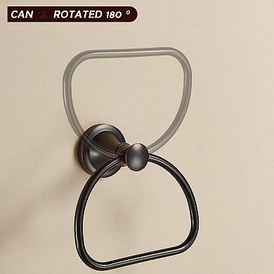 Rustic Half Round Wall Mount Towel Ring 180 Degree Foldable SUS304 Stainless Steel Bathroom Holder