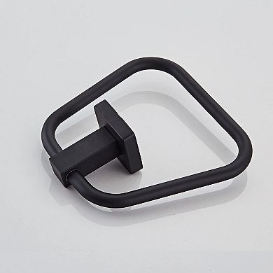 Matte Black 304 Stainless Steel Towel Ring Wall Mount Bathroom Kitchen Holder