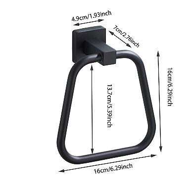 Matte Black 304 Stainless Steel Towel Ring Wall Mount Bathroom Kitchen Holder