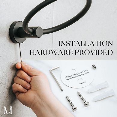 Matte Black SUS304 Stainless Steel Wall Mounted Towel Ring For Bathroom Kitchen