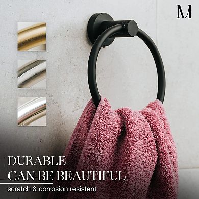Matte Black SUS304 Stainless Steel Wall Mounted Towel Ring For Bathroom Kitchen