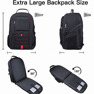 Extra Large 17.3 Inch Laptop Backpack TSA Approved Water Resistant Travel Carry On Bag