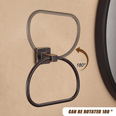 Oil Rubbed Bronze Towel Ring Wall Mount 180 Rotation Half Circle Farm Bathroom Holder