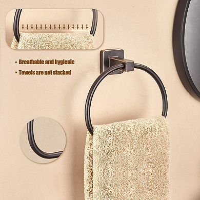 Oil Rubbed Bronze Towel Ring Wall Mount 180 Rotation Half Circle Farm Bathroom Holder