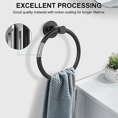 Matte Black Stainless Steel Towel Holder Wall Mount 2 Pack Bathroom Kitchen Space Saving