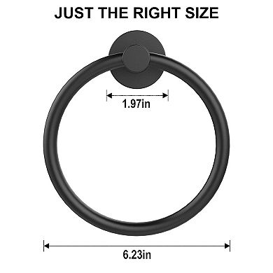 Matte Black Stainless Steel Towel Holder Wall Mount 2 Pack Bathroom Kitchen Space Saving