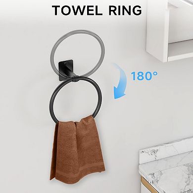 Matte Black 4 Piece Bathroom Hardware Set Wall Mounted Towel Bar Toilet Paper Holder
