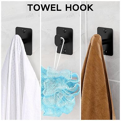 Matte Black 4 Piece Bathroom Hardware Set Wall Mounted Towel Bar Toilet Paper Holder