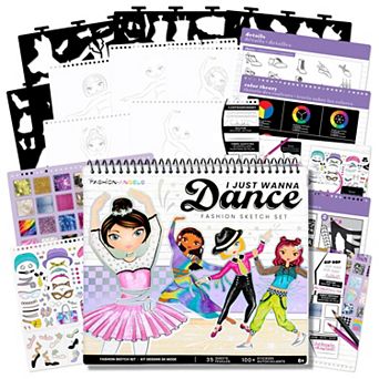 Fashion Angels I Just Wanna Dance 35-Page Drawing Art Portfolio & Stickers Fashion Sketch Set