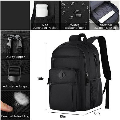 Lightweight 15.6 Inch Laptop Backpack Water Bottle Pocket School College Travel Bag